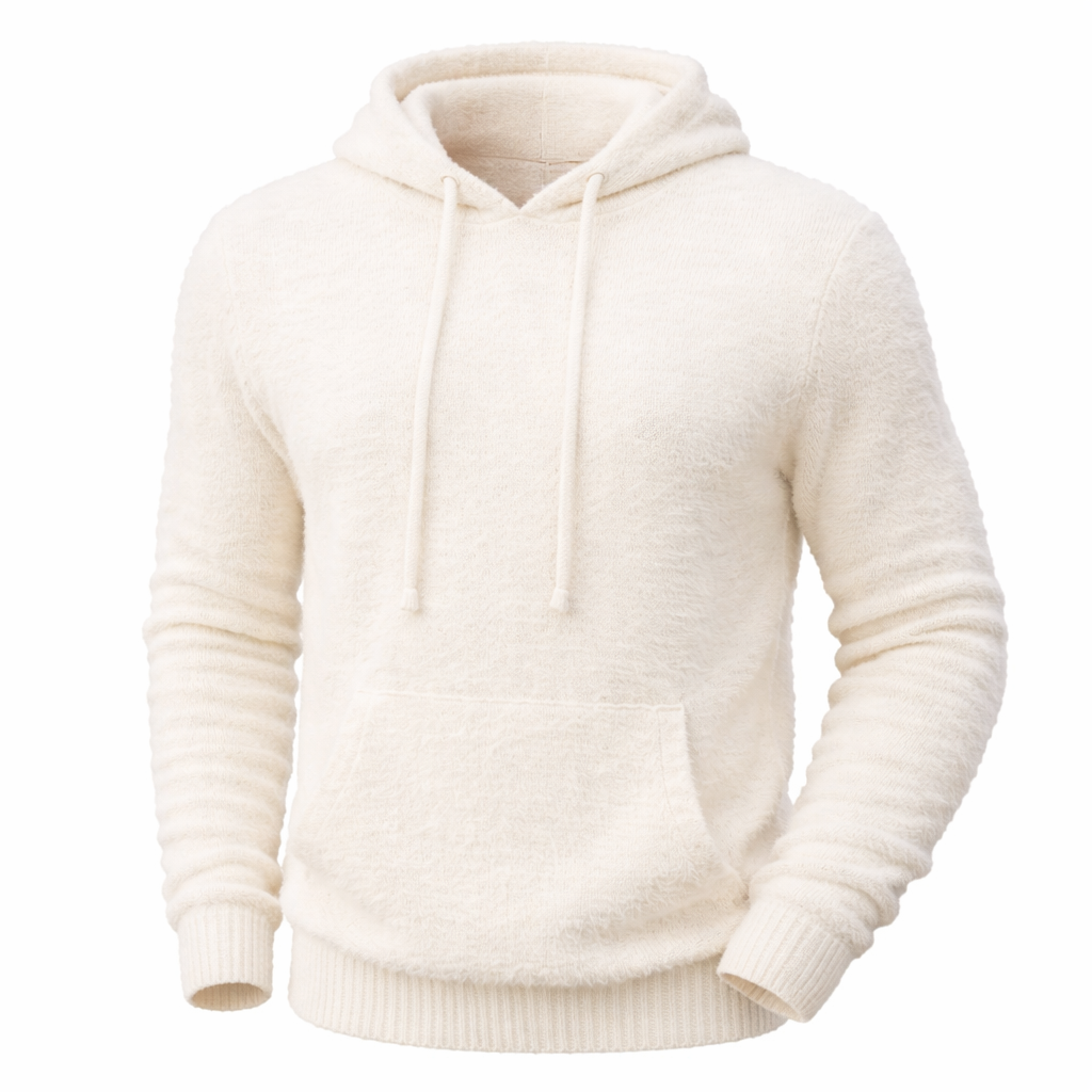 Men's Soft Knit Hoodie Sweater – Off White