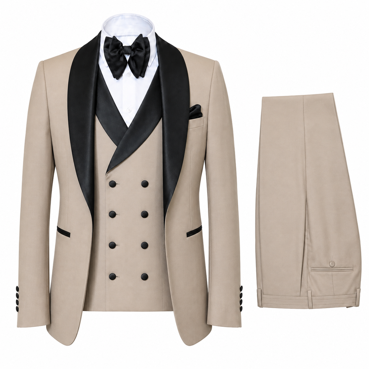 Rossi Man 3 Piece Tuxedo - Stone/Black RM1964