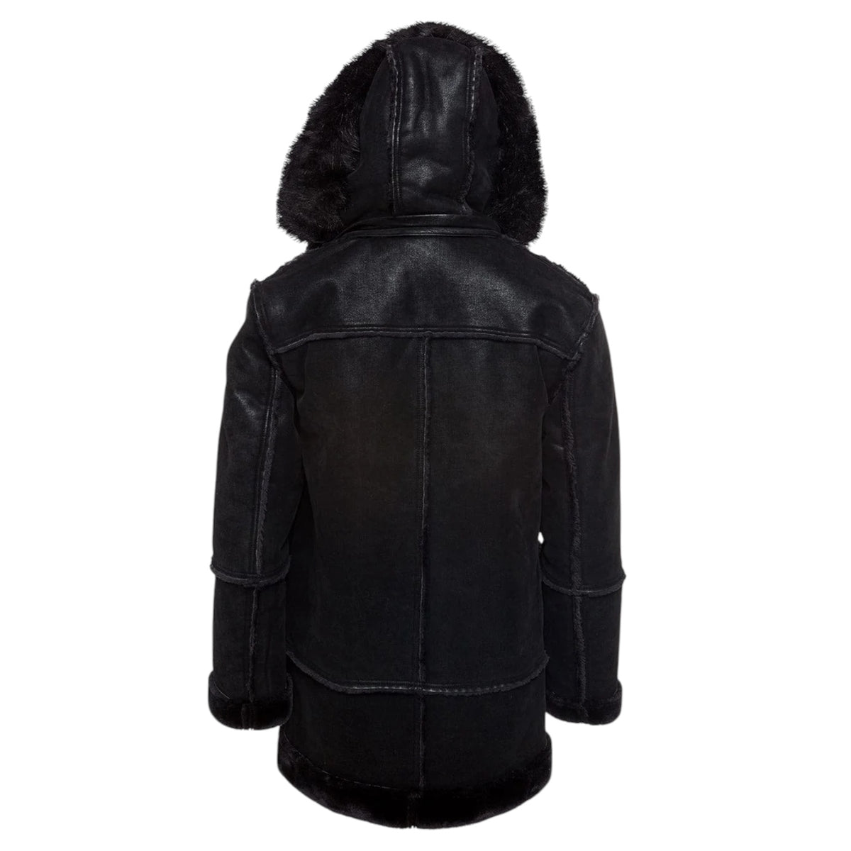 Jordan Craig Men’s Shearling Detachable Hooded Coat – Jet Black