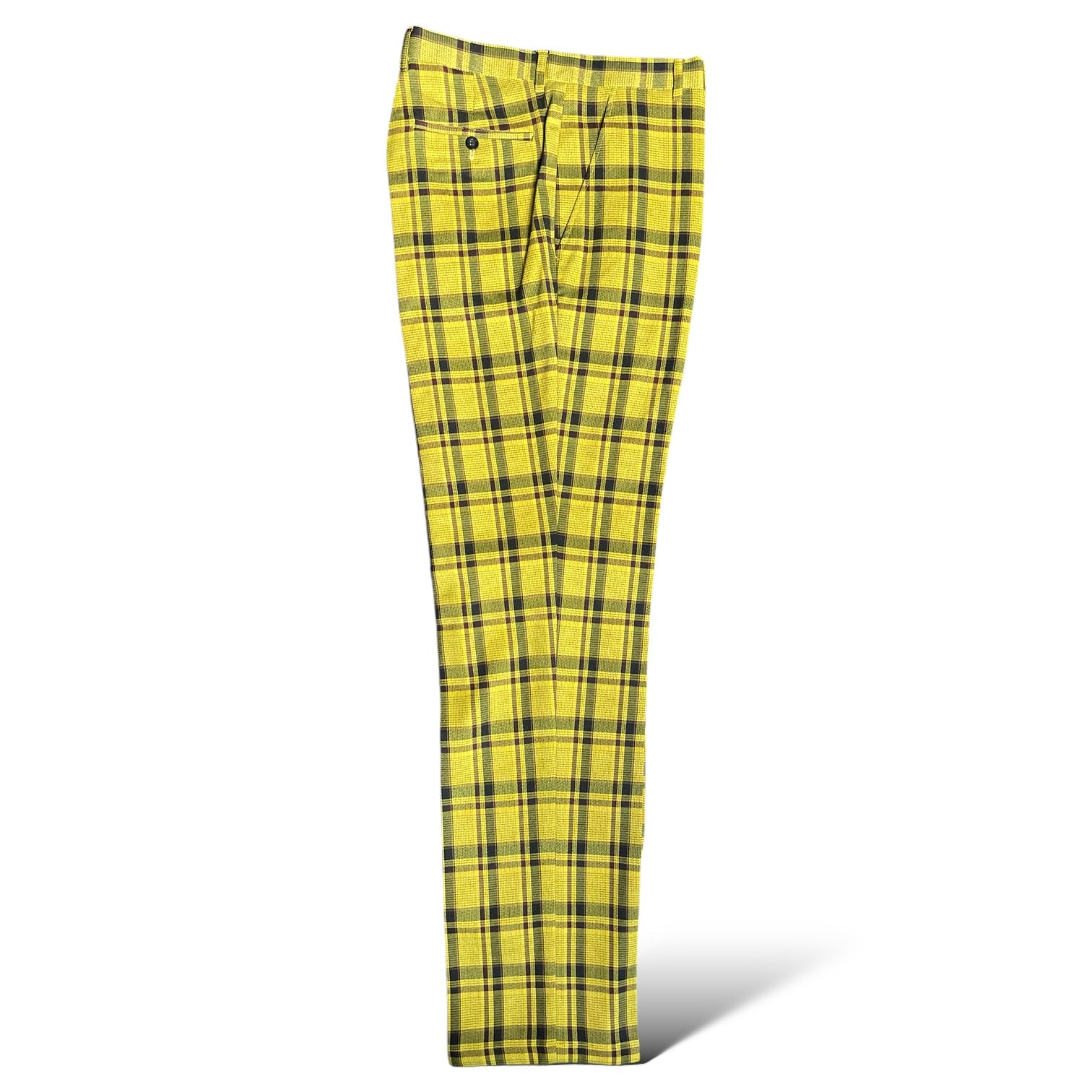 Prestige Men’s Yellow/Burgundy/Black Plaid Dress Pants – Yellow 305 36