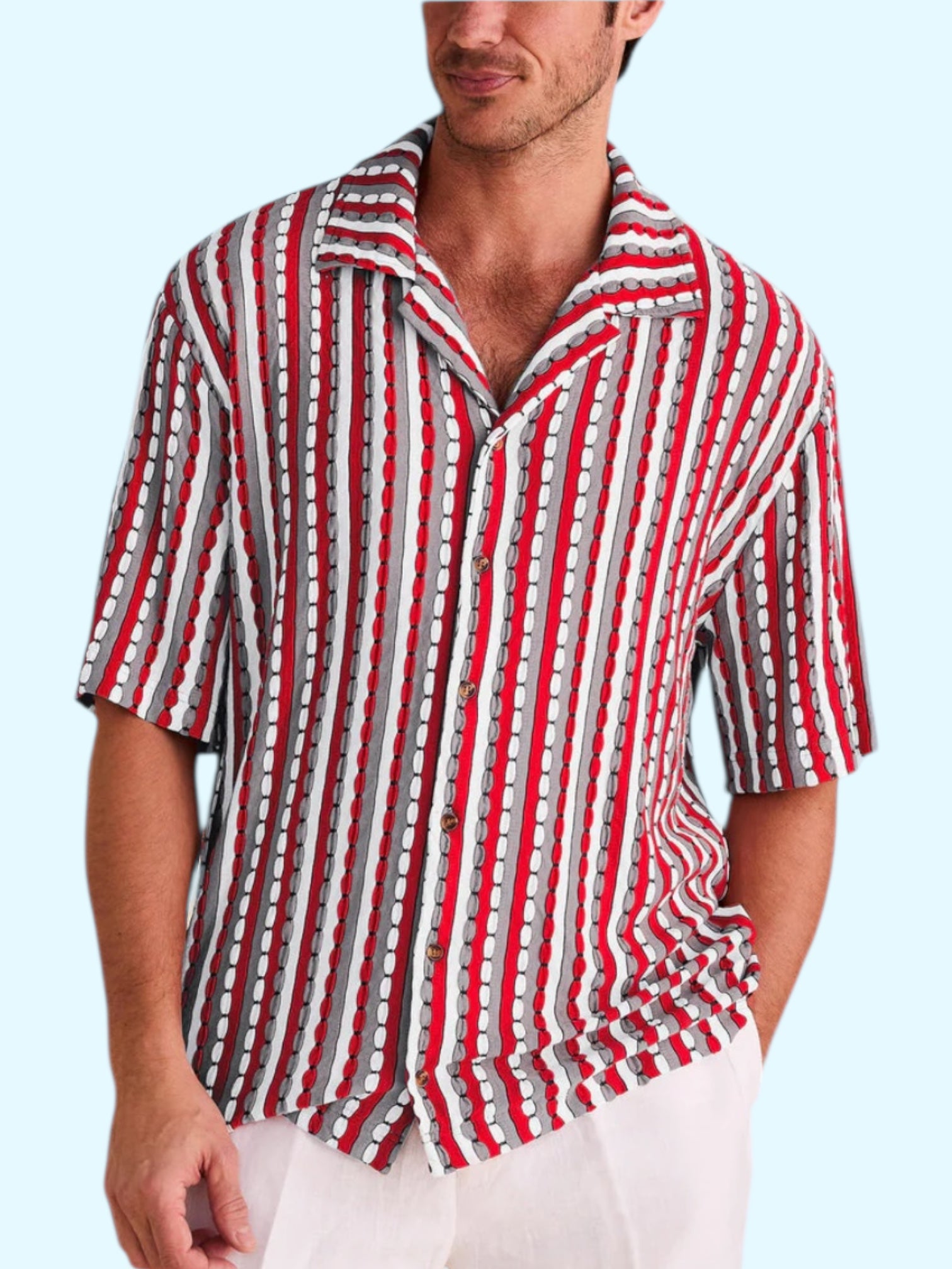 Inserch Camp Collar Knit Shirt (Red)