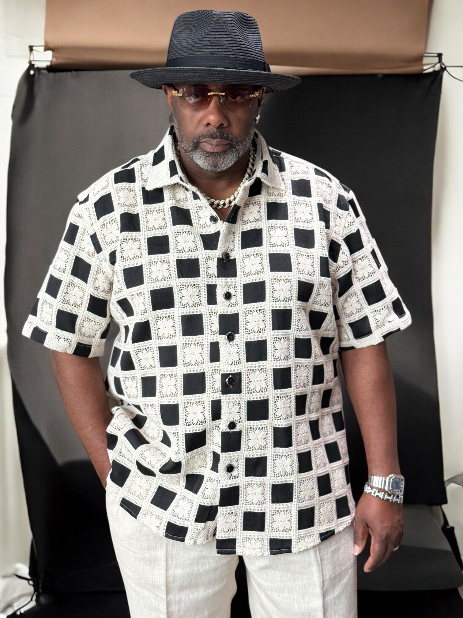 Lanzino "Luxe" Short Sleeve Shirt (Black) 119