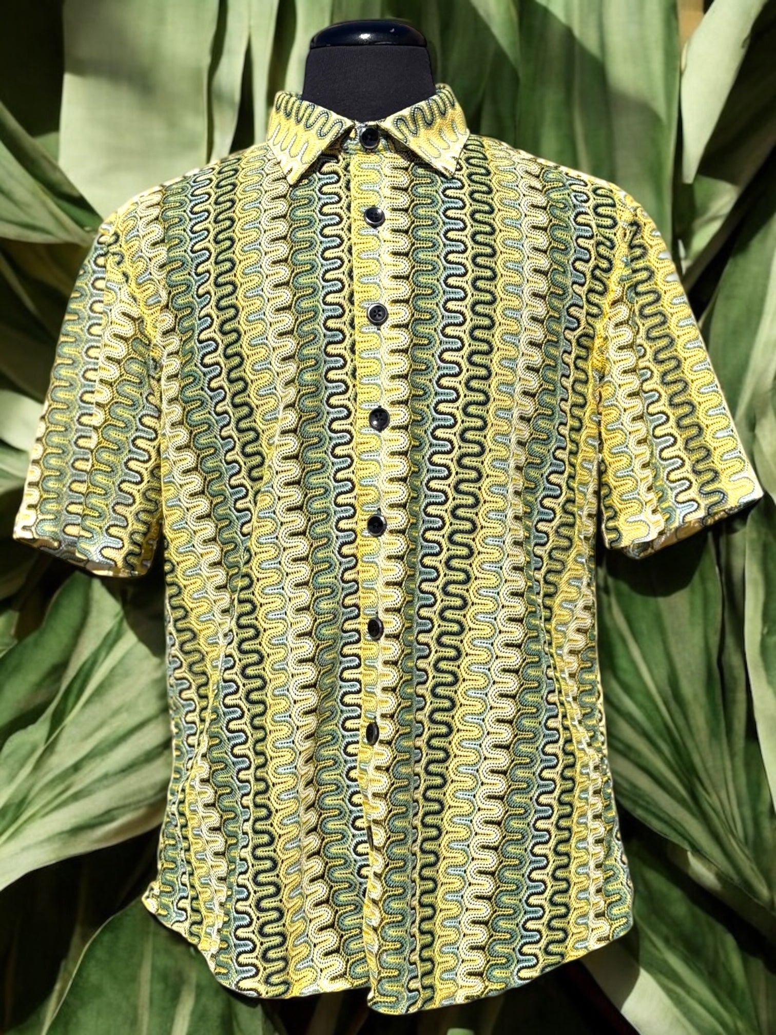 Lanzino "Woven" Short Sleeve Shirt (Green) 102
