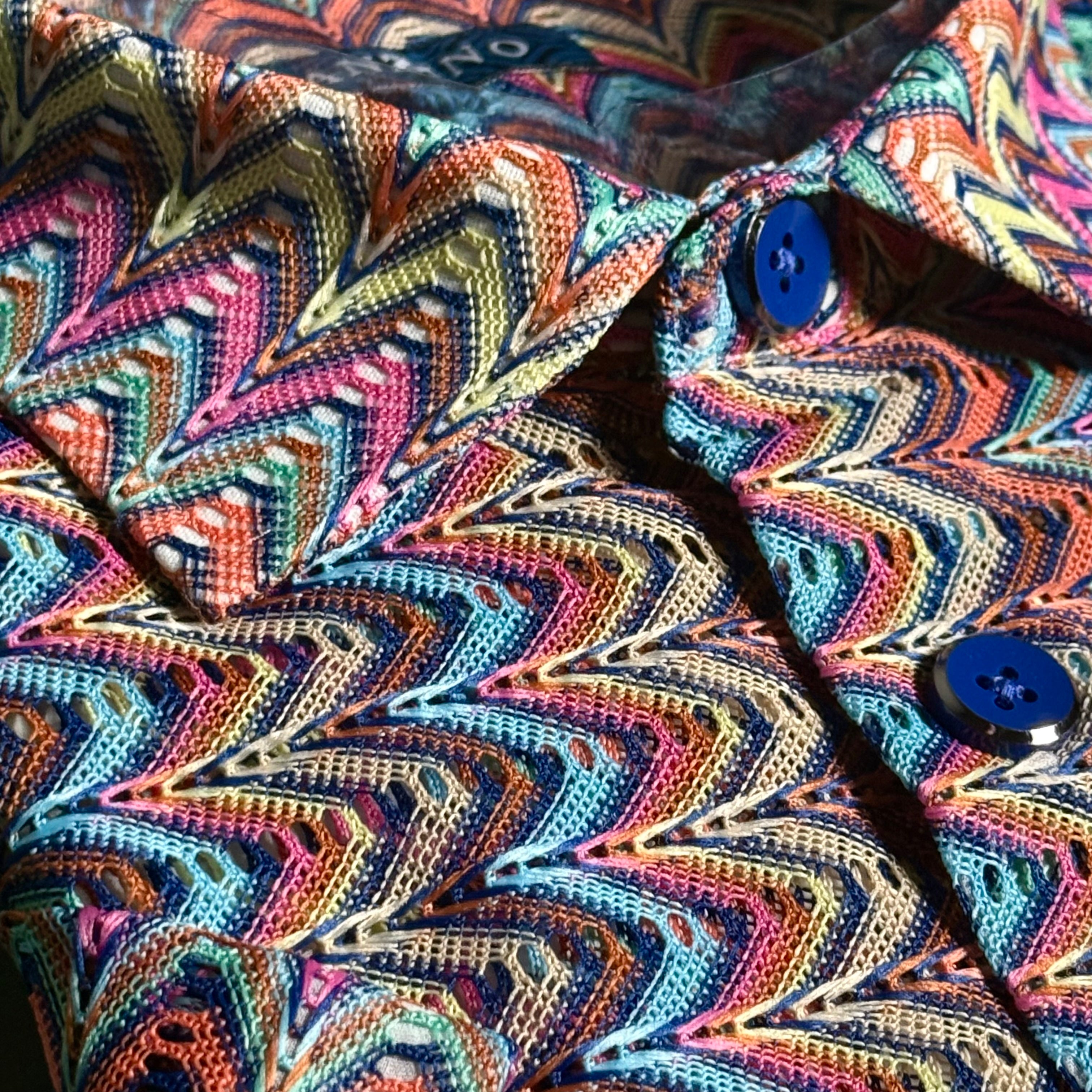 Lanzino "Woven" Short Sleeve Shirt (Royal) 118