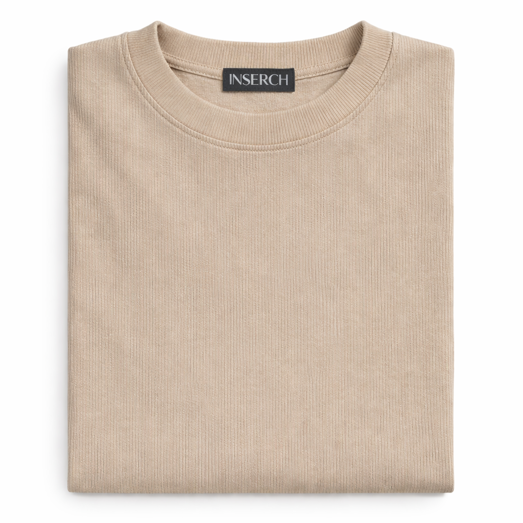 Inserch Men’s Short Sleeve Mock Neck Sweater - Tan