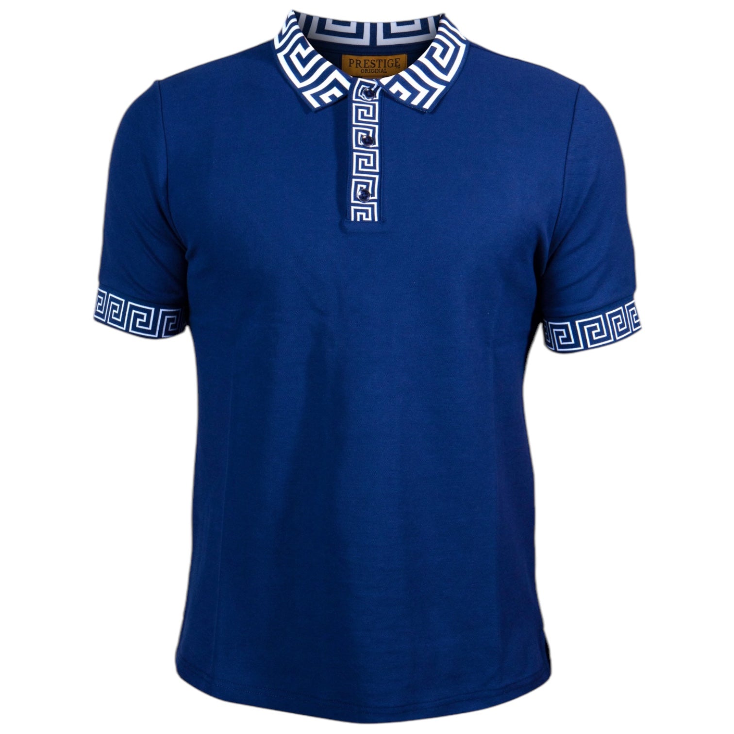 Slim Modern Prestige Greek Key Polo (Navy) 090