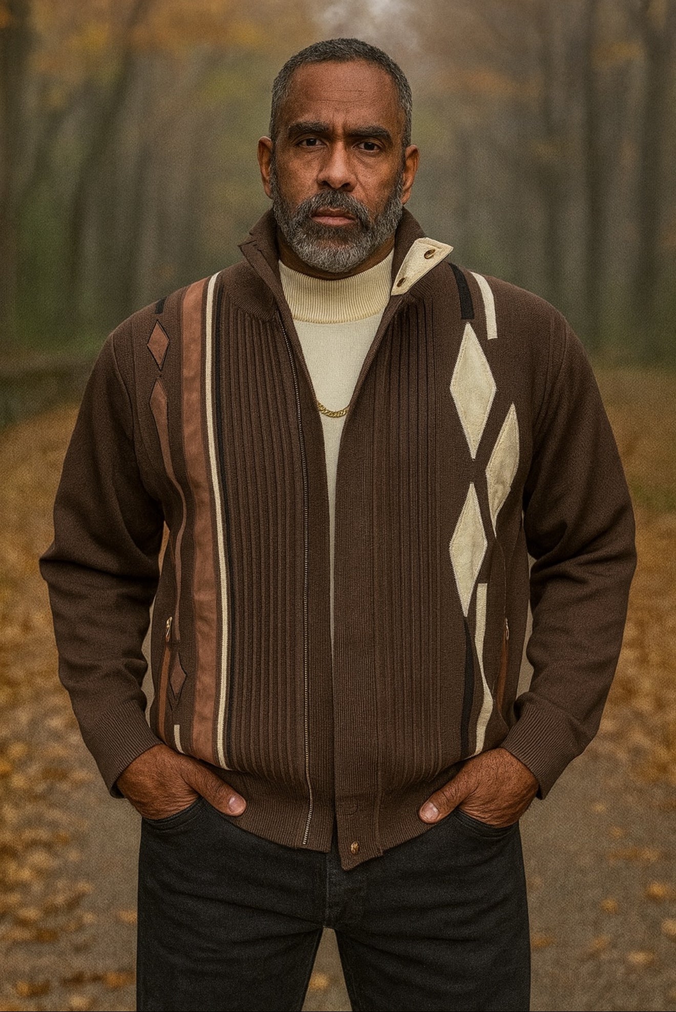 Silversilk Sweater Jacket (Brown) 11009