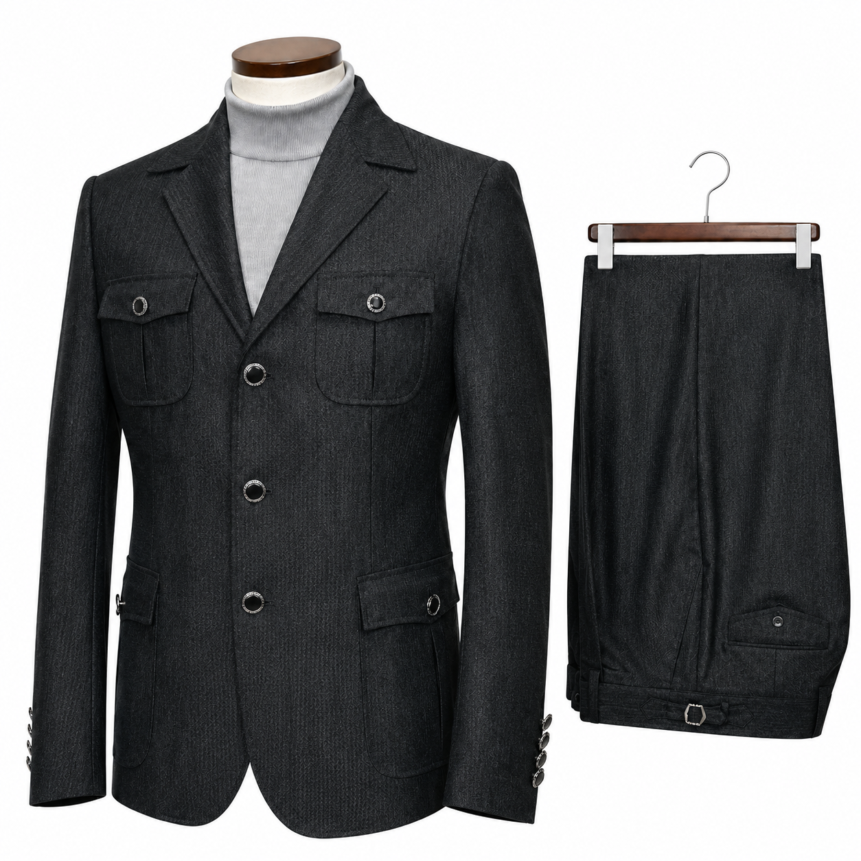 Rossi Man Safari Men's Modern Fit Suit - BlackRM1985