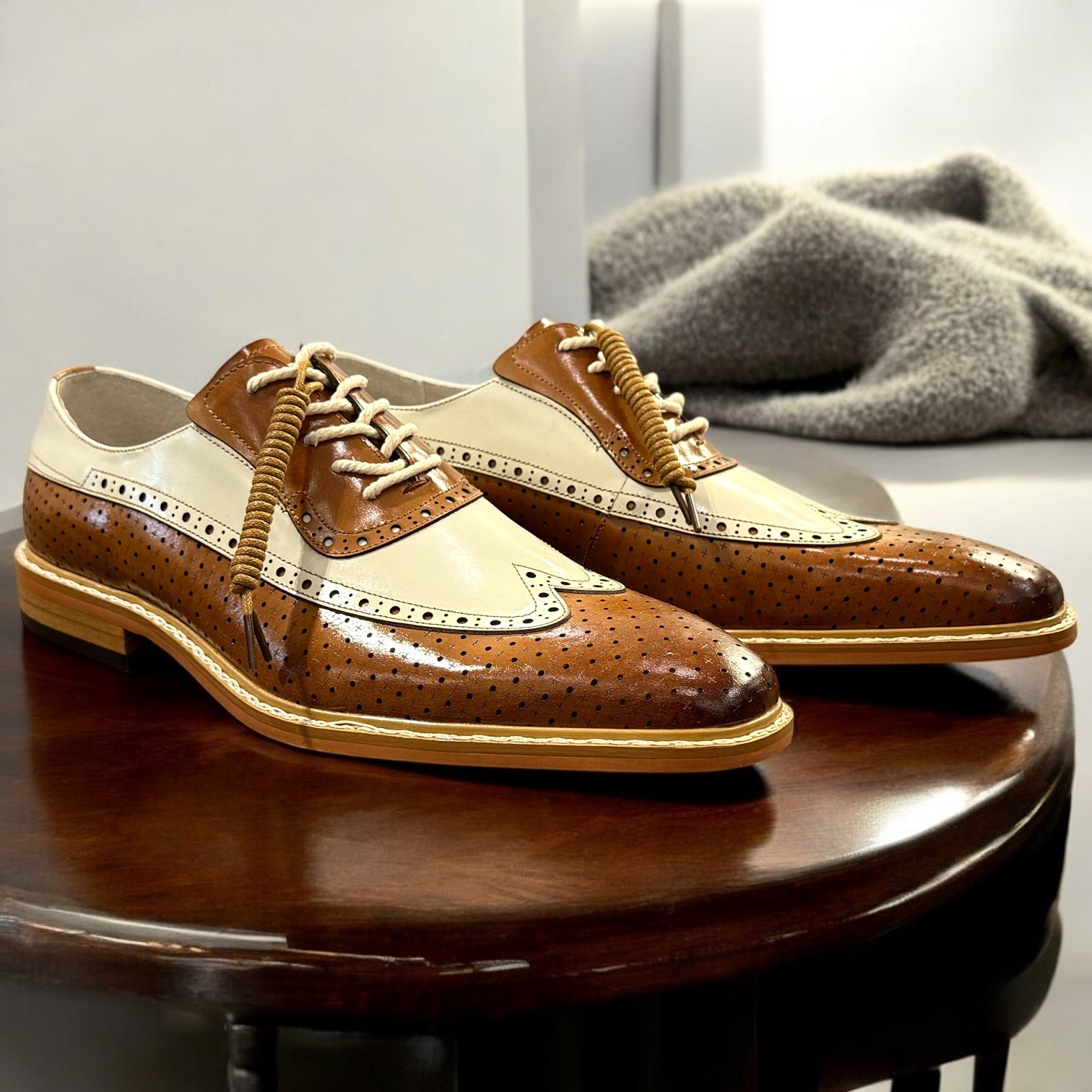 Giovani "Rio" Leather Shoe (Tan/Cream)