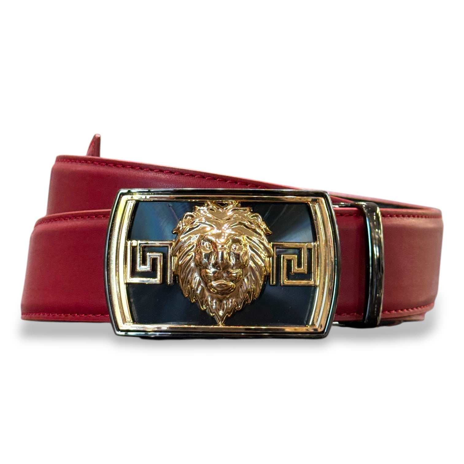 Designer fashion belt (Red/Black) Greek Lion