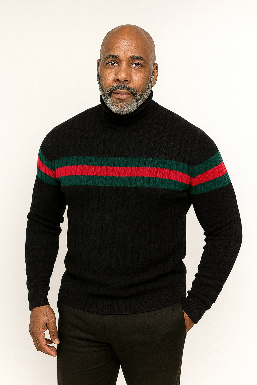 Prestige Designer "Southshore" Turtleneck (Black/Red/Green)