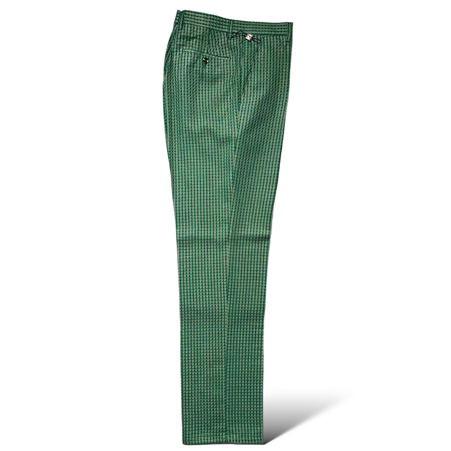 Prestige Men’s Green/Pink Plaid Dress Pants – Green 1