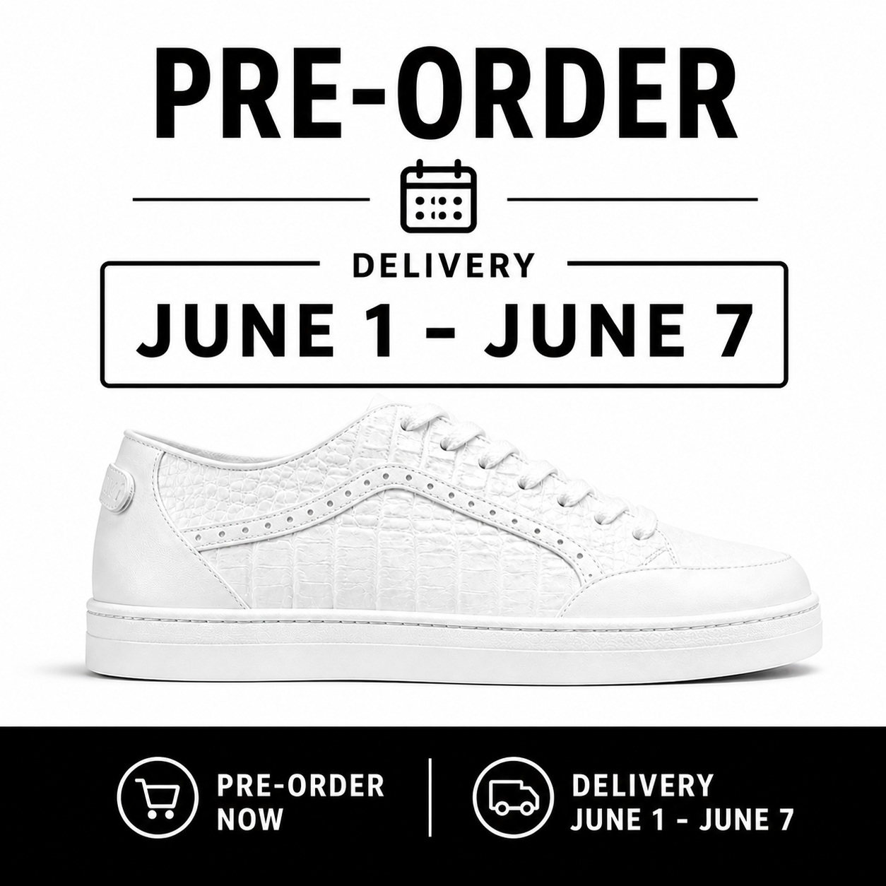 Pre-Order Giovanni Timo Men’s Croco Print Leather Sneaker - White