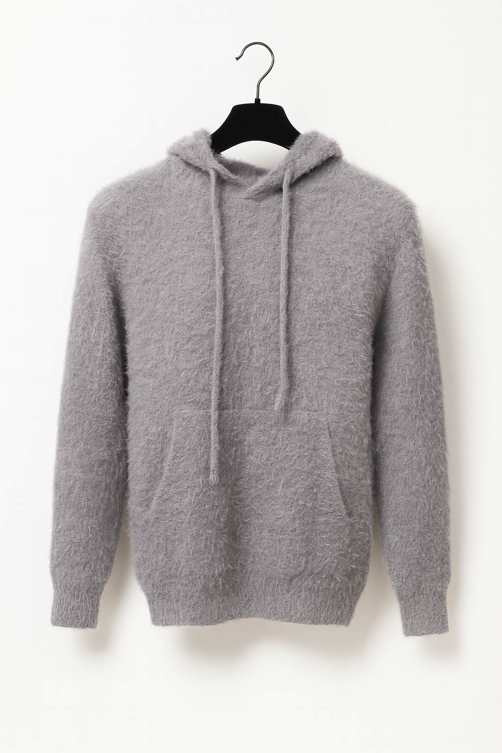 Men’s Soft Knit Hoodie Sweater – Light Gray