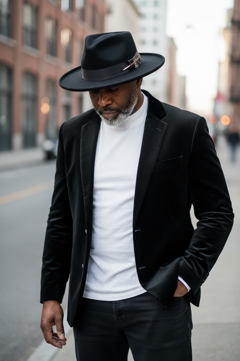 Bruno Capelo Big Brim Wool Hat (Black Diplmomat)