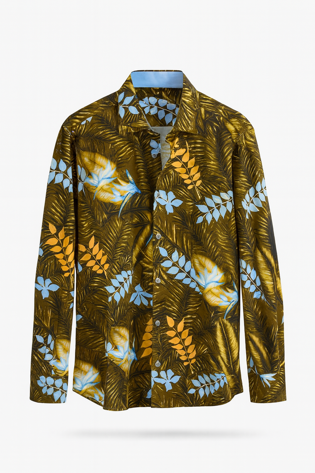 Philippe Turkish Button Up Shirt (Olive/Sky)