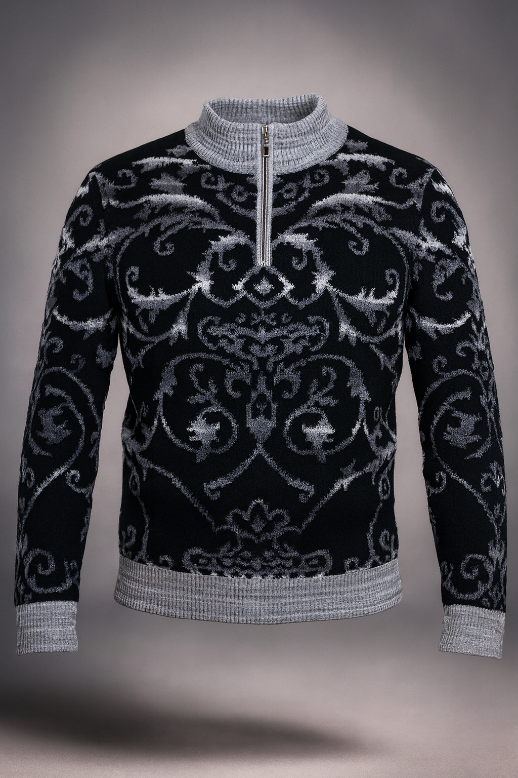 Prestige "Stanley" Half Zip Sweater (Black/Gray) 223