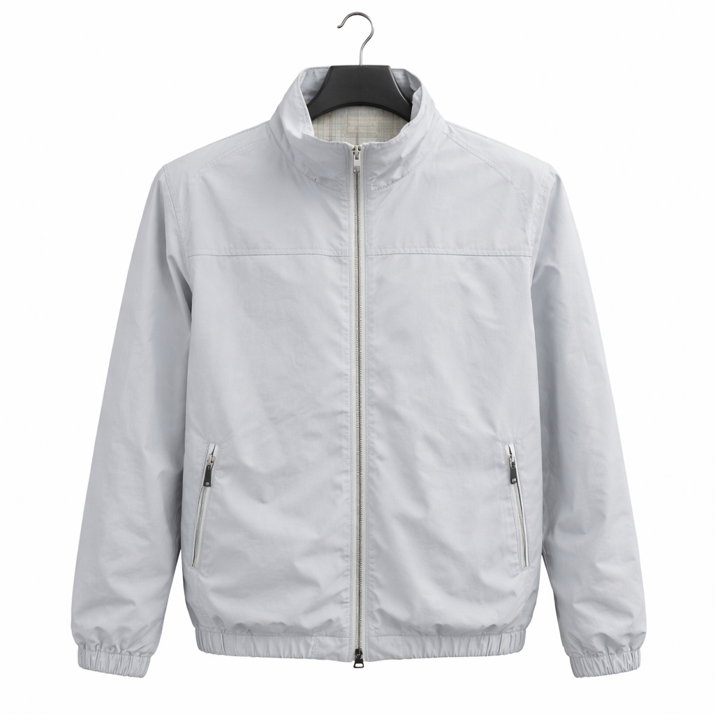 Enzo Men’s Reversible Lightweight Car Coat – Grey / Plaid