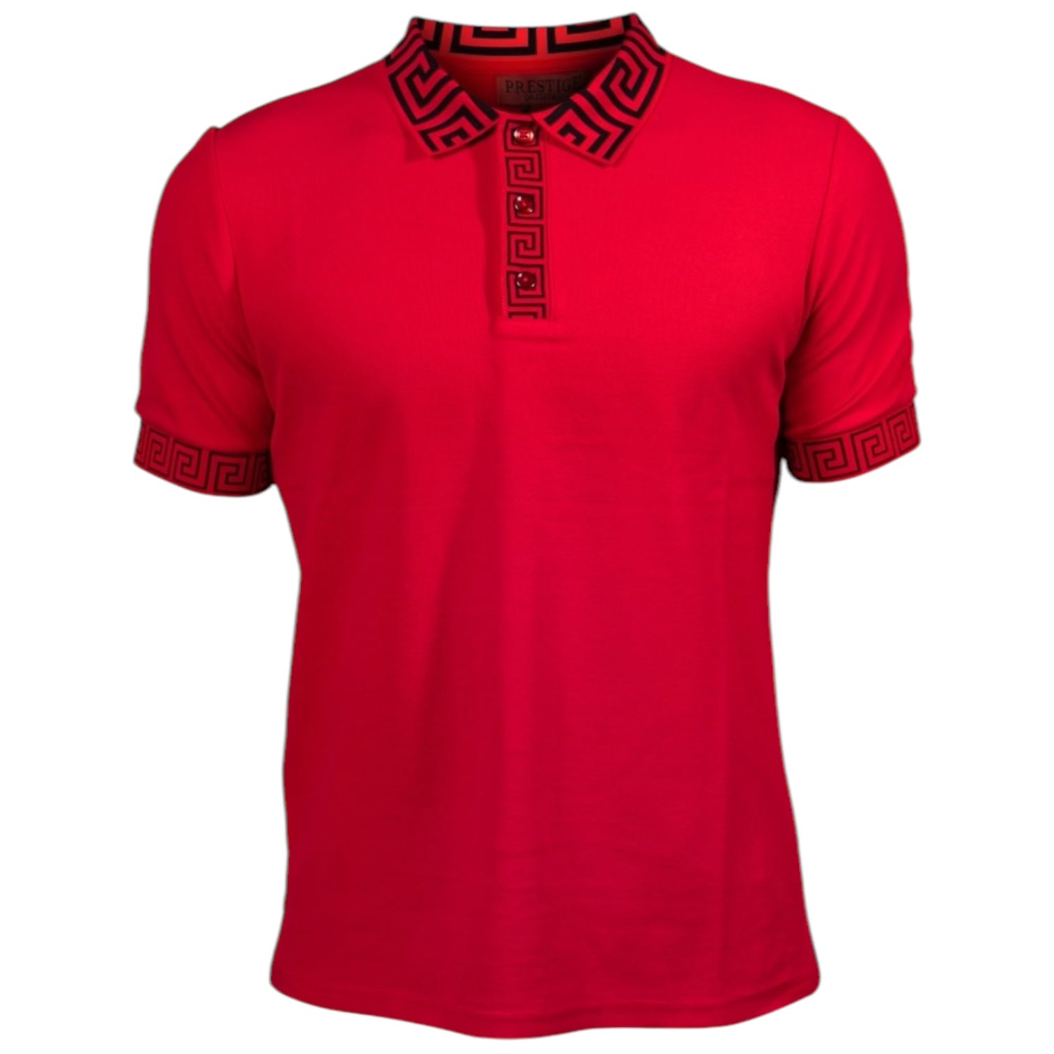 Slim Modern Prestige Greek Key Polo (Red) 090
