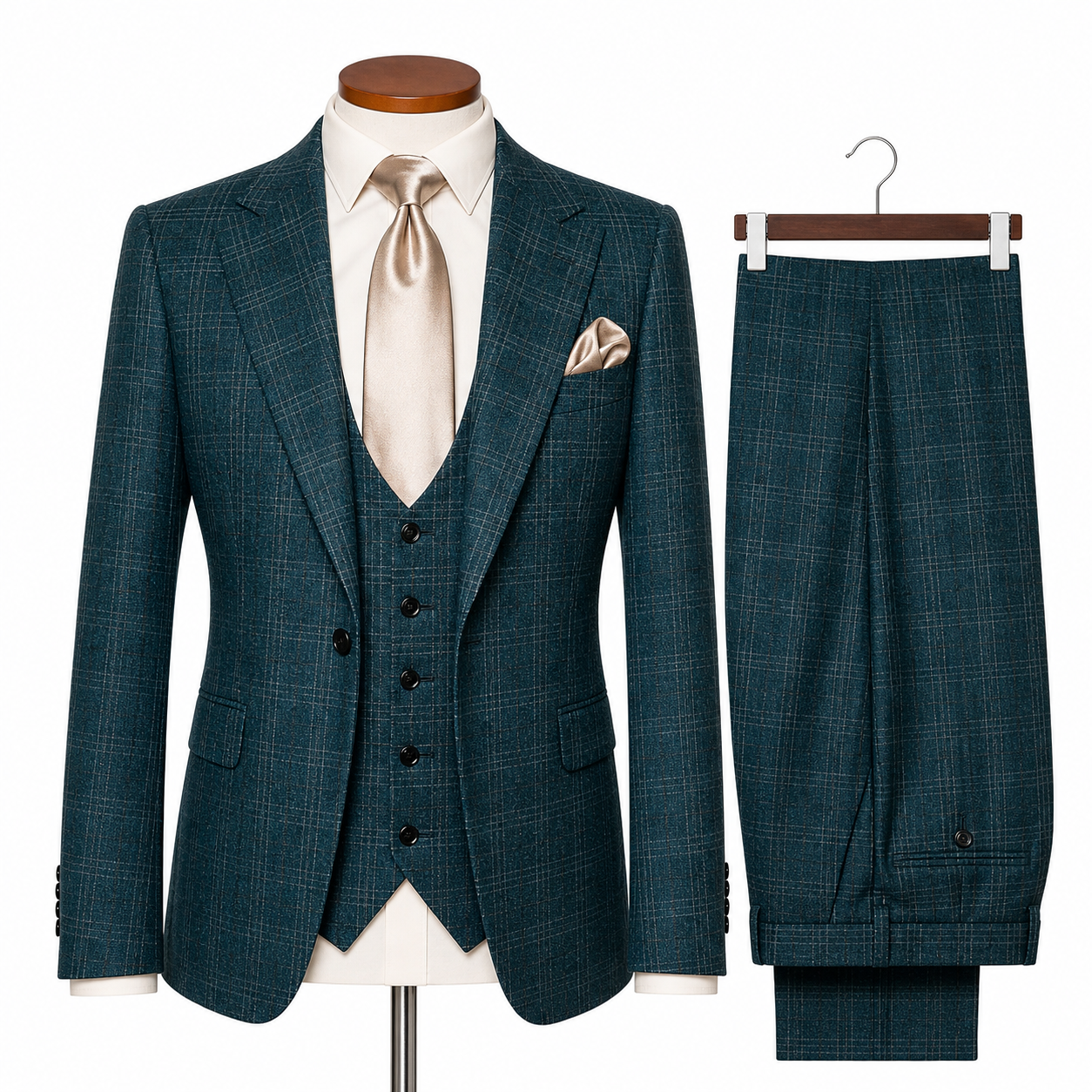 Rossi Man Modern Fit 3-Piece Vested Suit - Drk Teal 2018