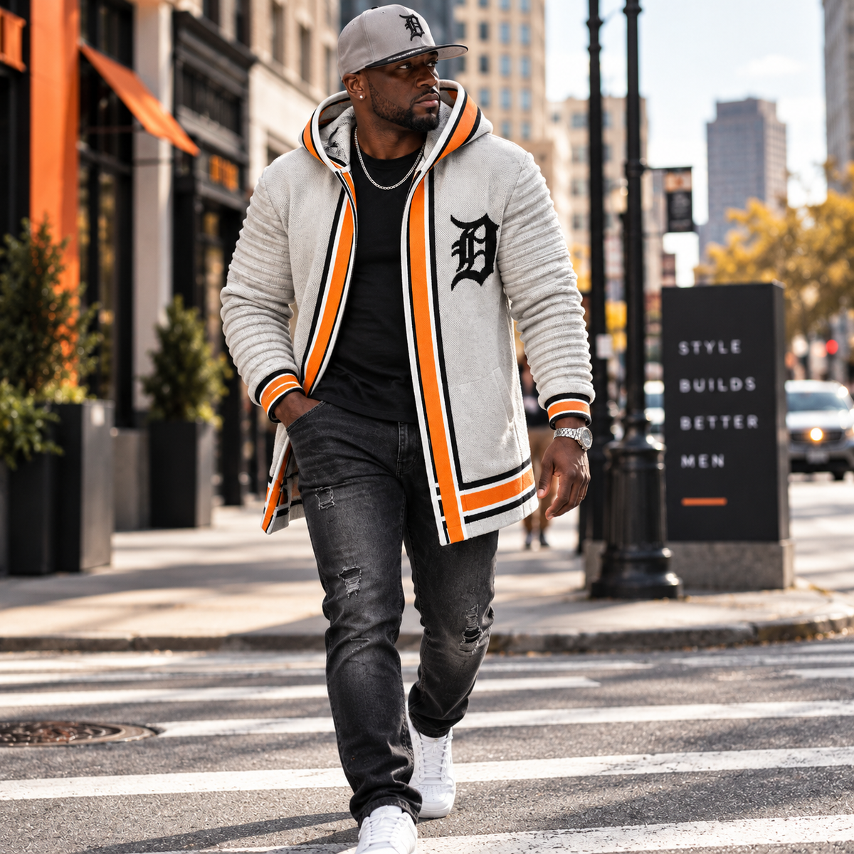 Detroit Edition ¾-Length Sweater Jacket – OIM Gray Black