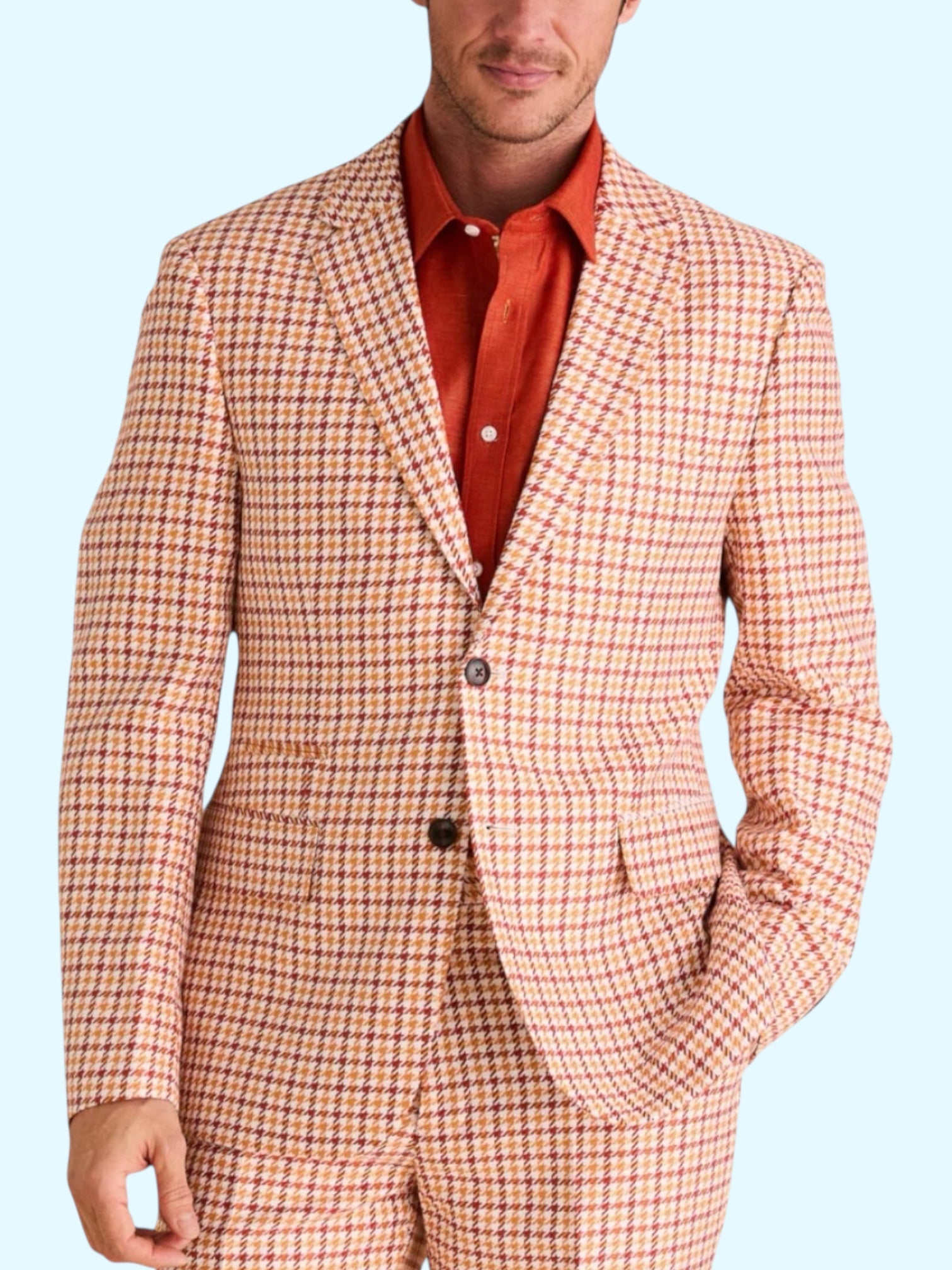 Inserch houndstooth summer blazer (Rust)