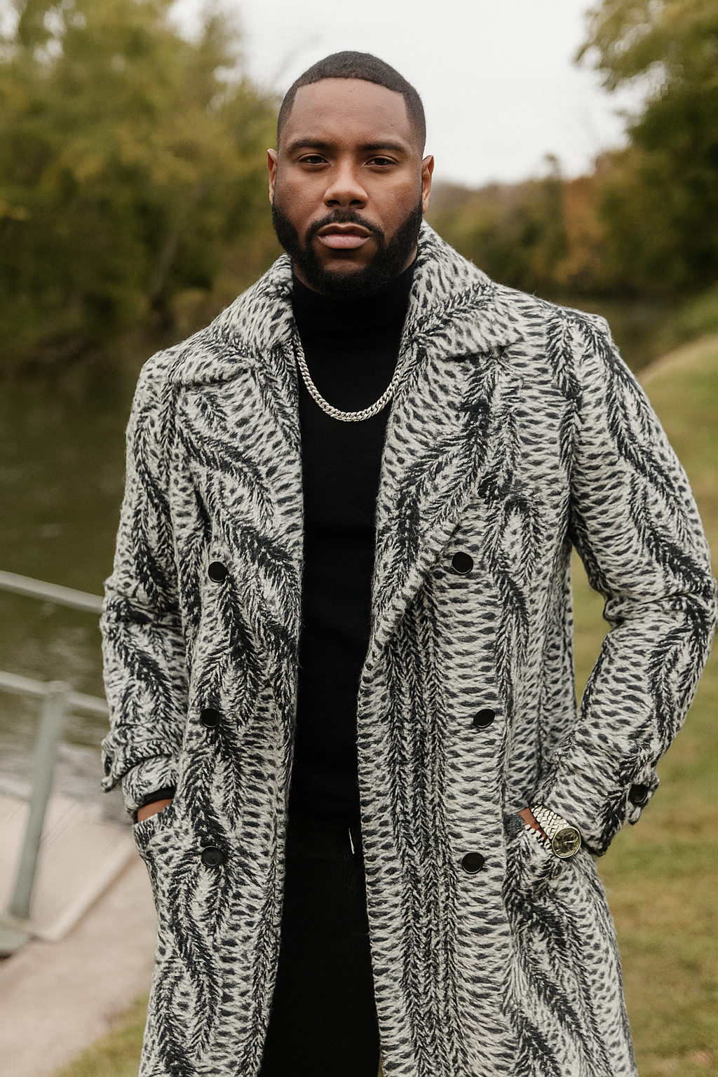 Cigar "Blanka" 3/4 Length Graphic DB Peacoat