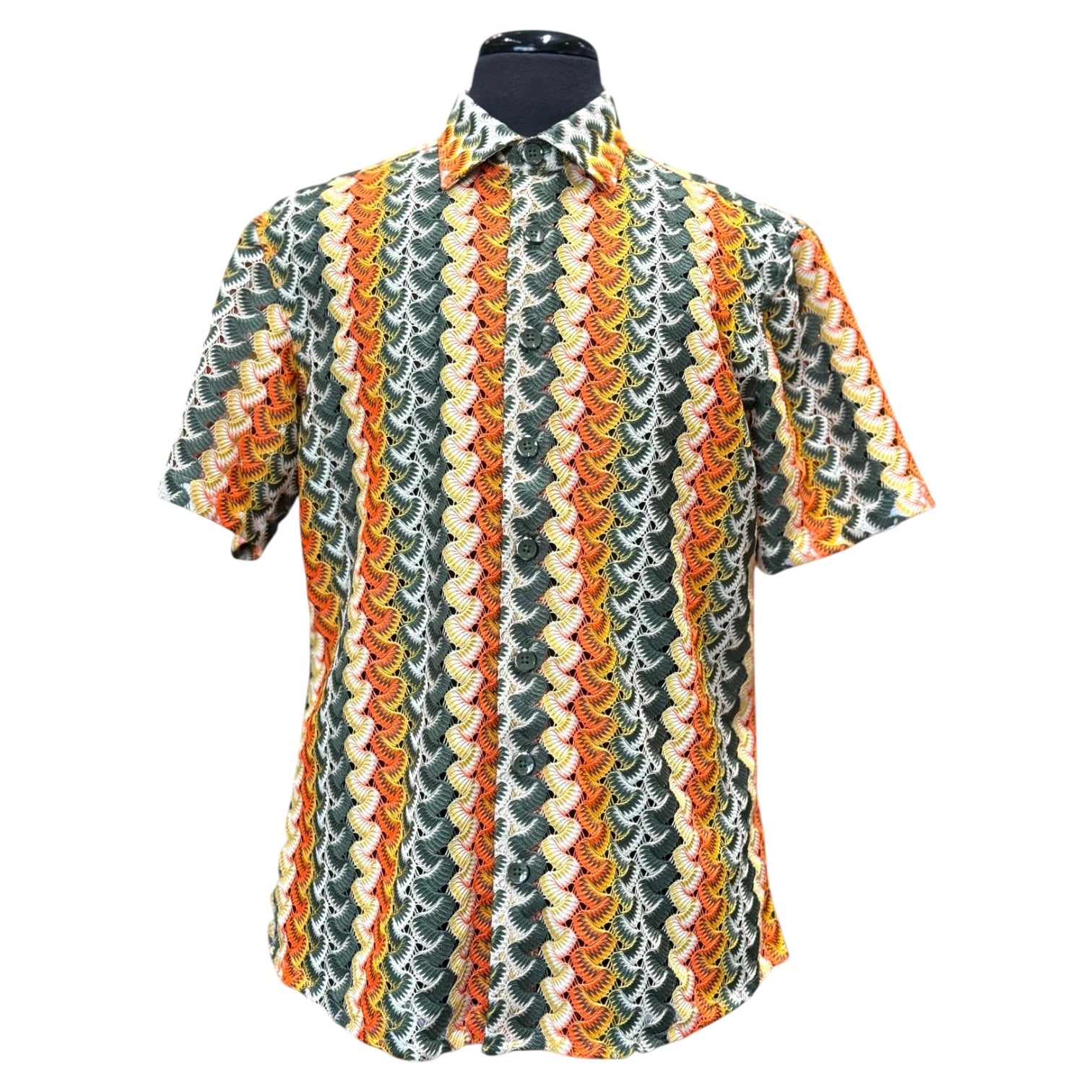 Lanzino "Woven" Short Sleeve Shirt (Olive) 119