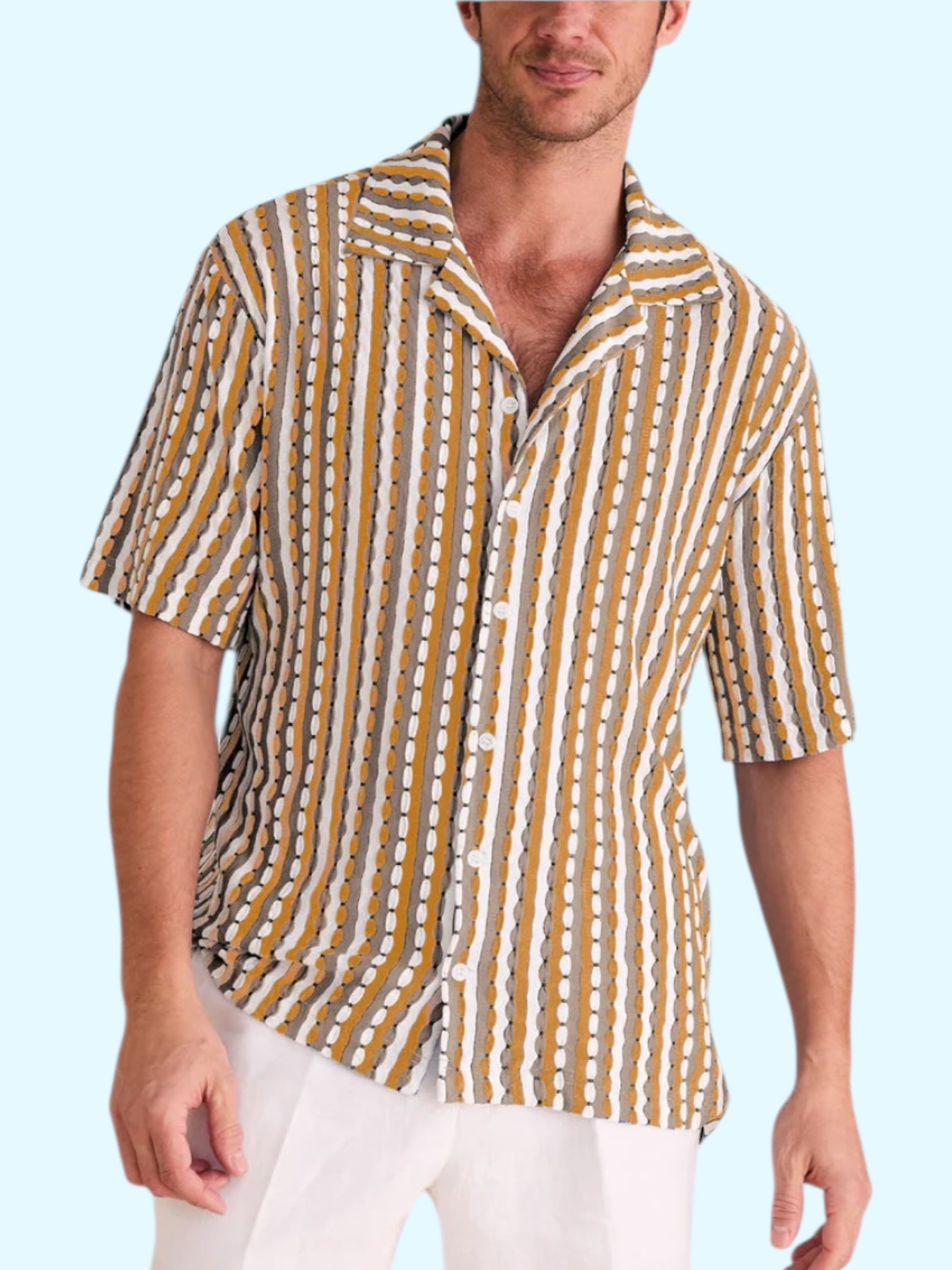 Men's Short Sleeve Knit Camp Collar Shirt | Xs - 7XL | Inserch Gold / 5XL