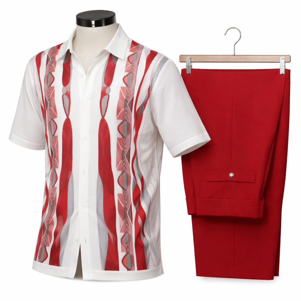 Silversilk Men’s 2-Piece Walking Suit – Knit Set – Red 21017