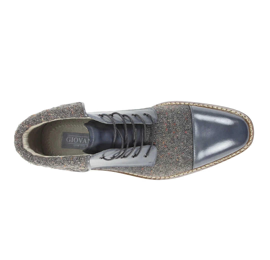 Giovanni Stuart Textured Cap Toe Leather Boots – Gray