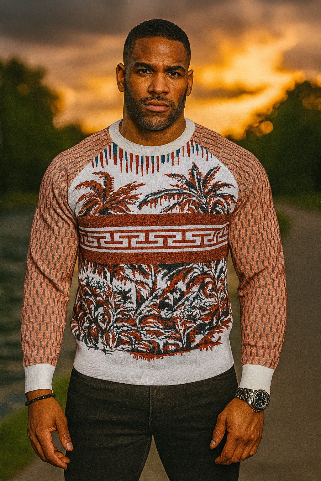 Prestige "Tropic" Sweater (Rust/Black)