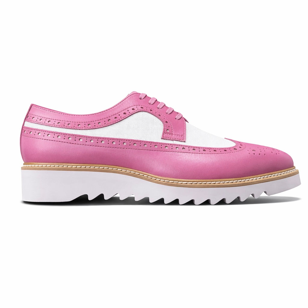 Giovanni Tone Men’s Wingtip Leather Oxford Dress Shoe – Pink White