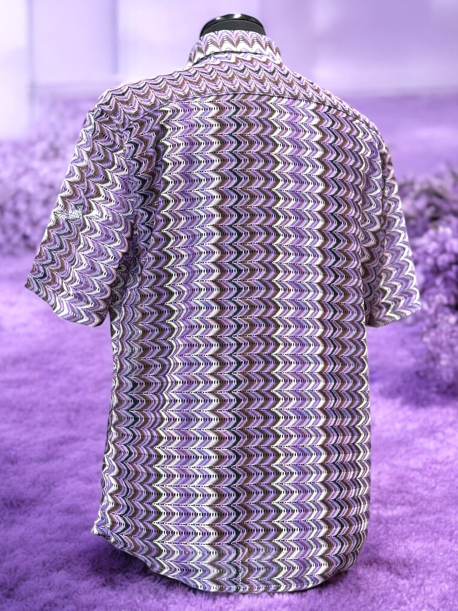 Lanzino "Woven" Short Sleeve Shirt (Violet) 118