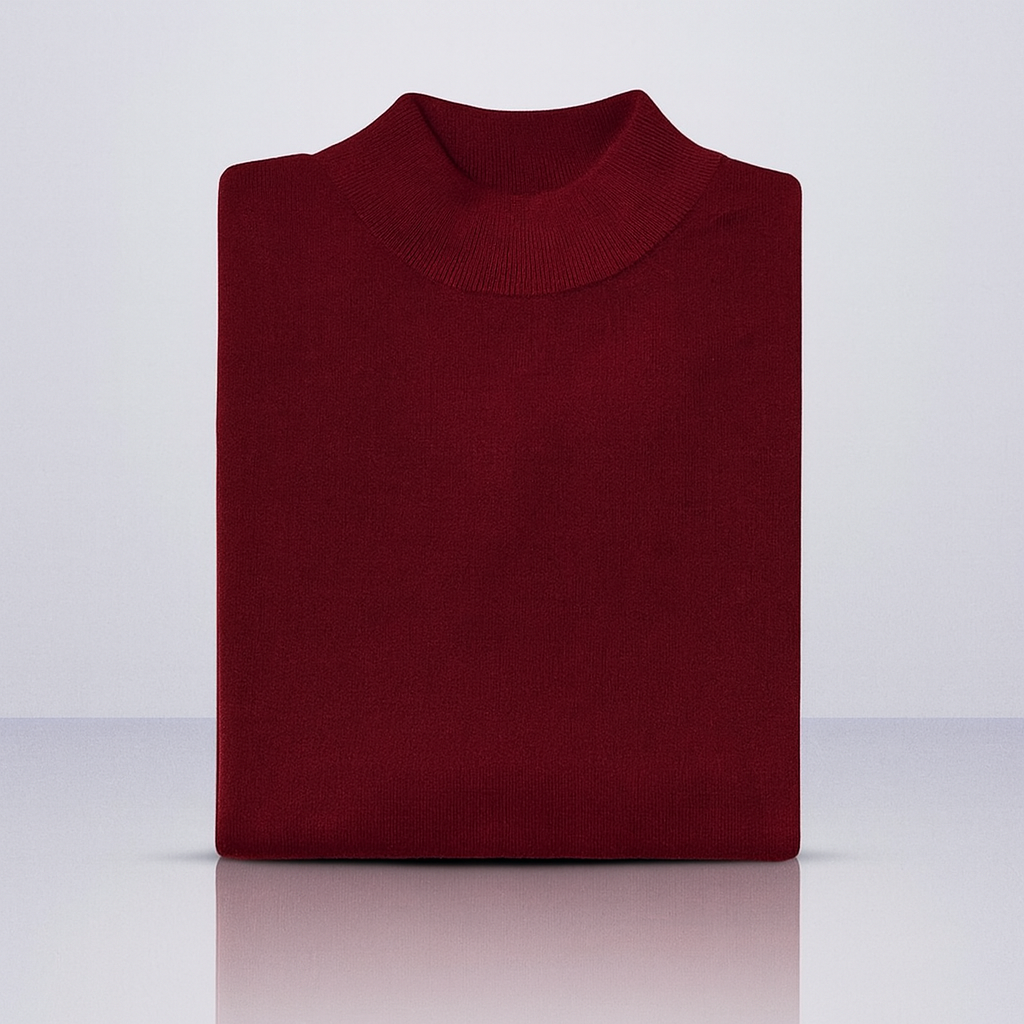 Inserch Cotton Blend Mock Sweater (Burgundy)