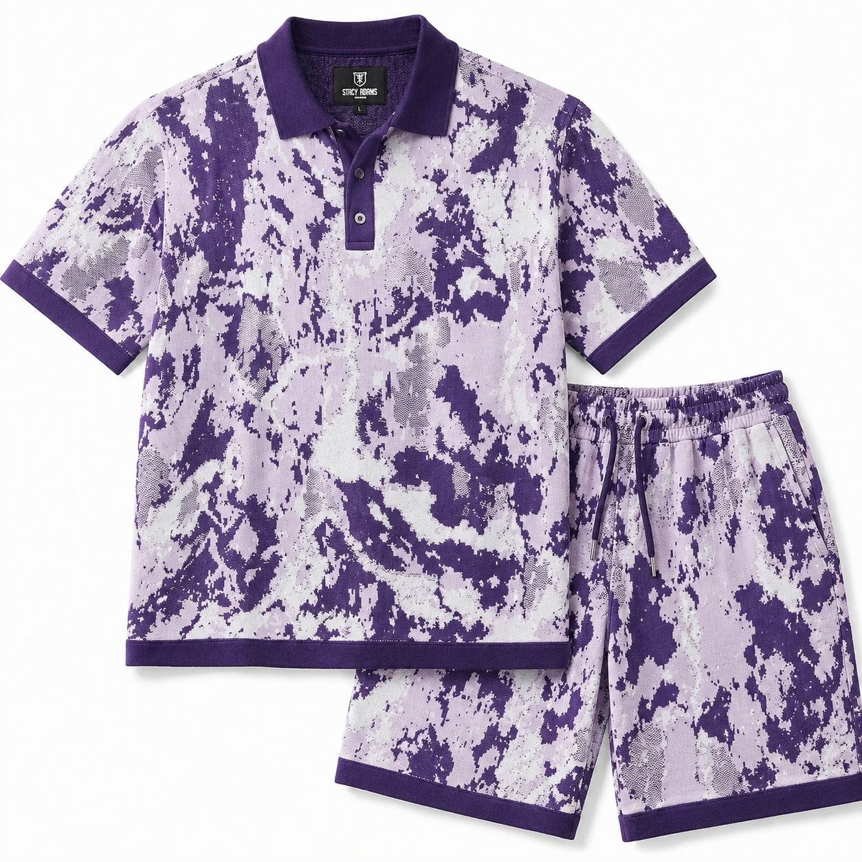 Men's Jacquard Shorts Set – Relaxed Fit – Purple 91031