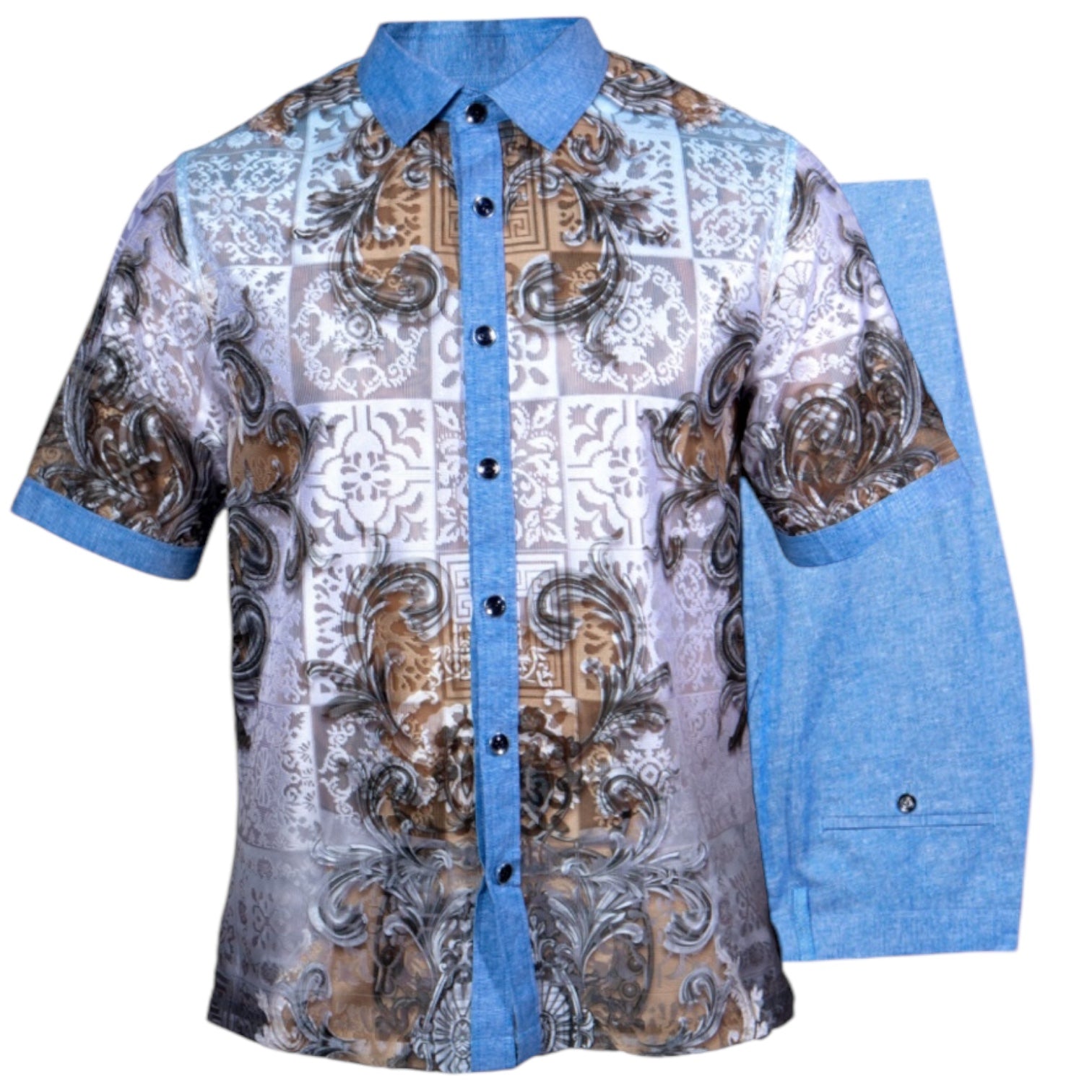 Prestige Luxury Linen Pant Set (CD Blue) 560