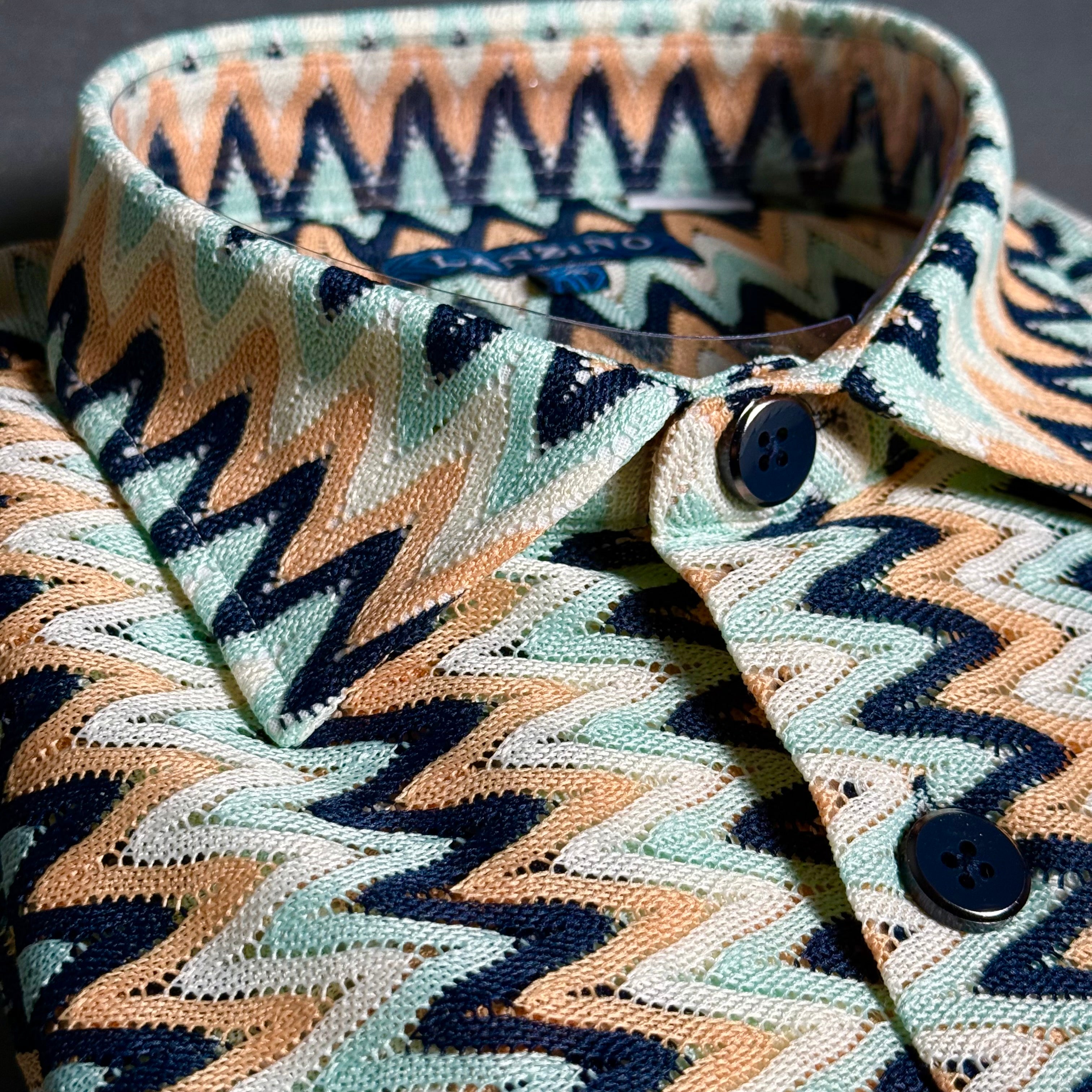Lanzino "Woven" Short Sleeve Shirt (Navy) 102