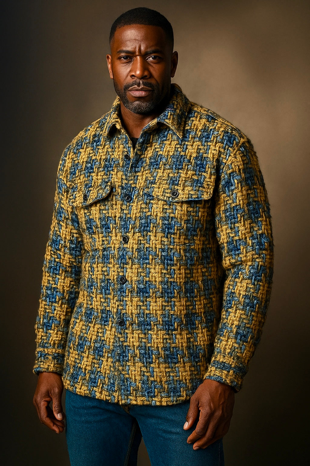 Lanzino Shirt Jacket (Navy/Gold)