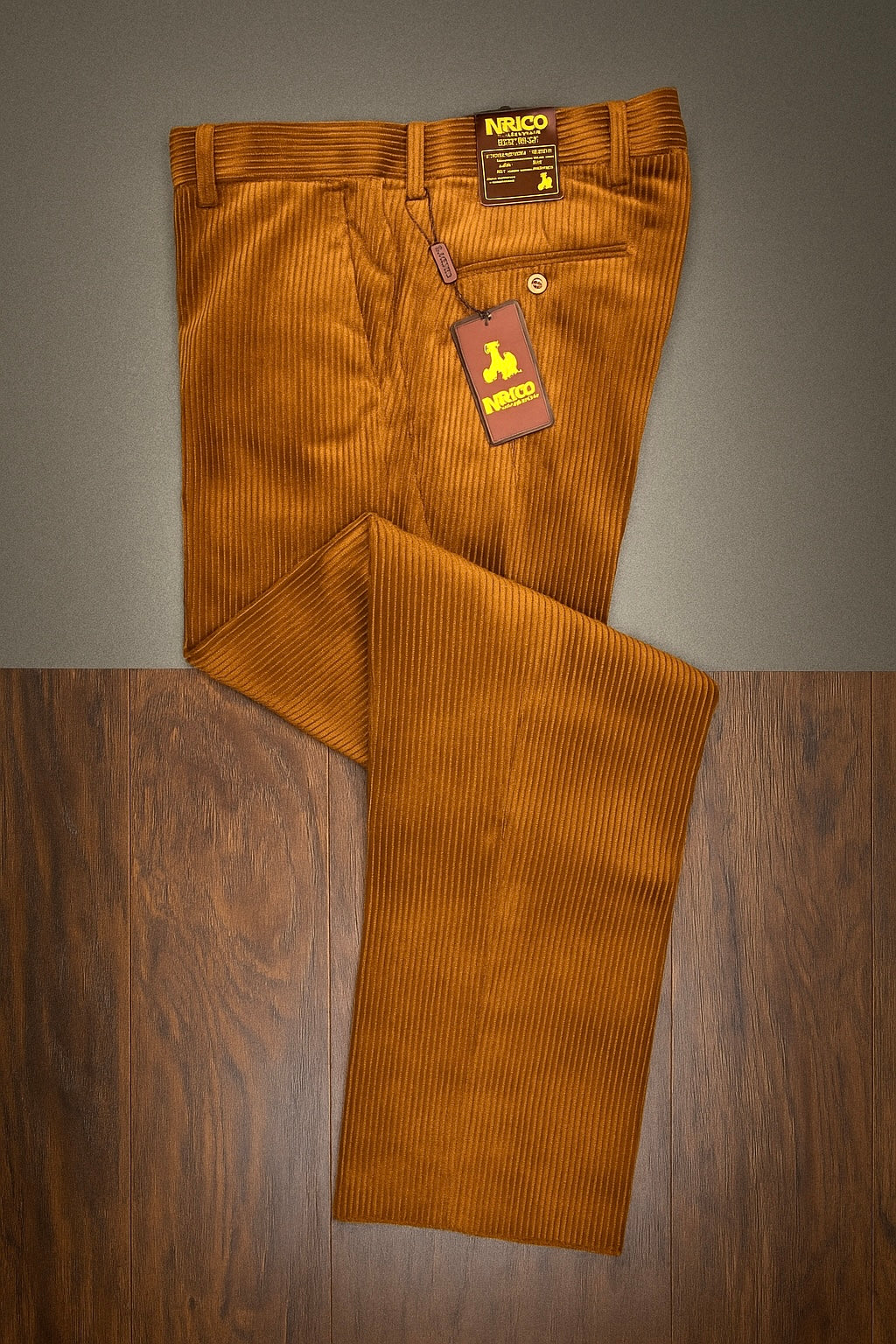Inserch Men’s 100% Cotton Flat Front Corduroy Pants Caramel P3103
