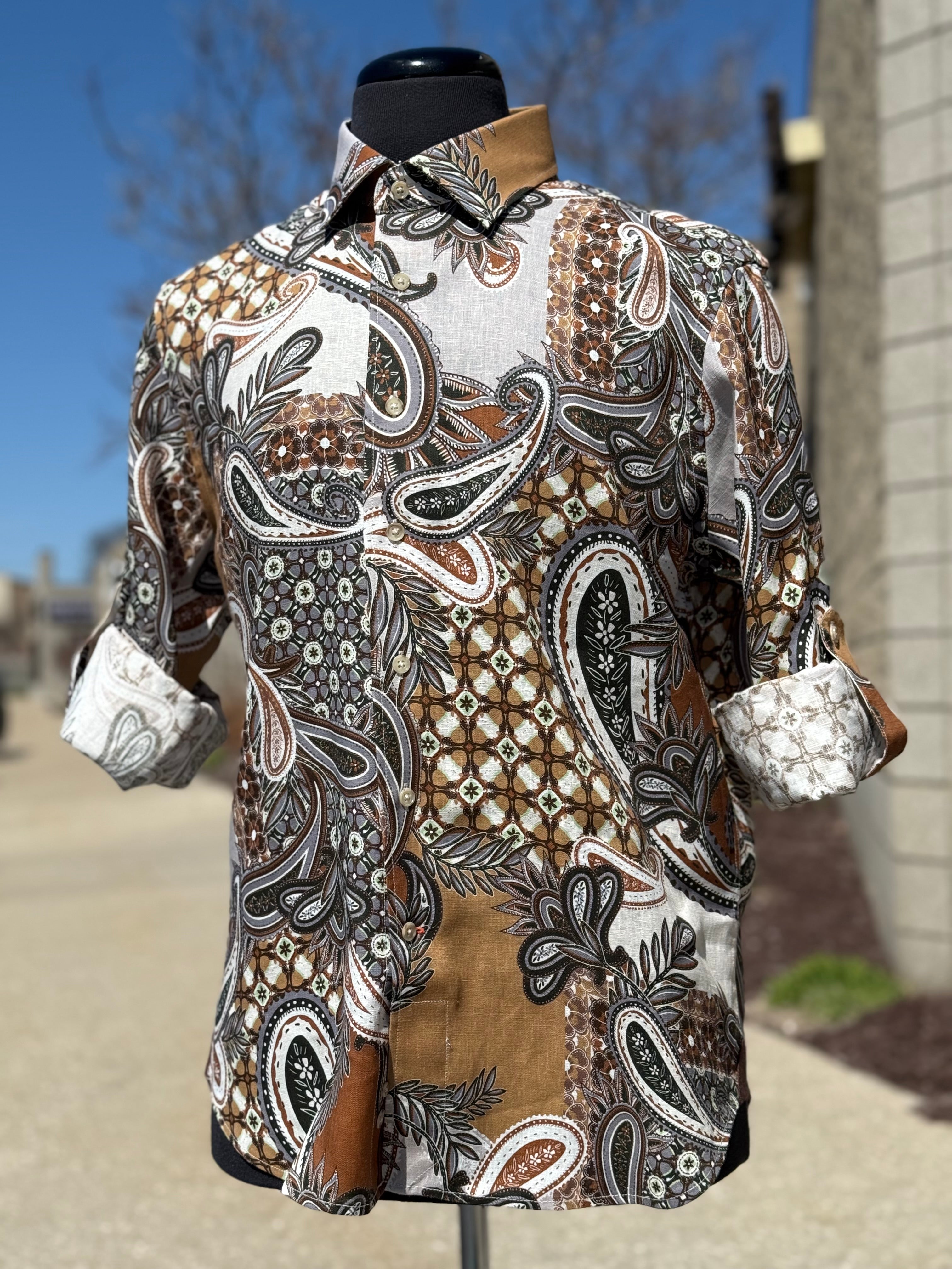 Inserch Long Sleeve Linen Shirt (Brown)