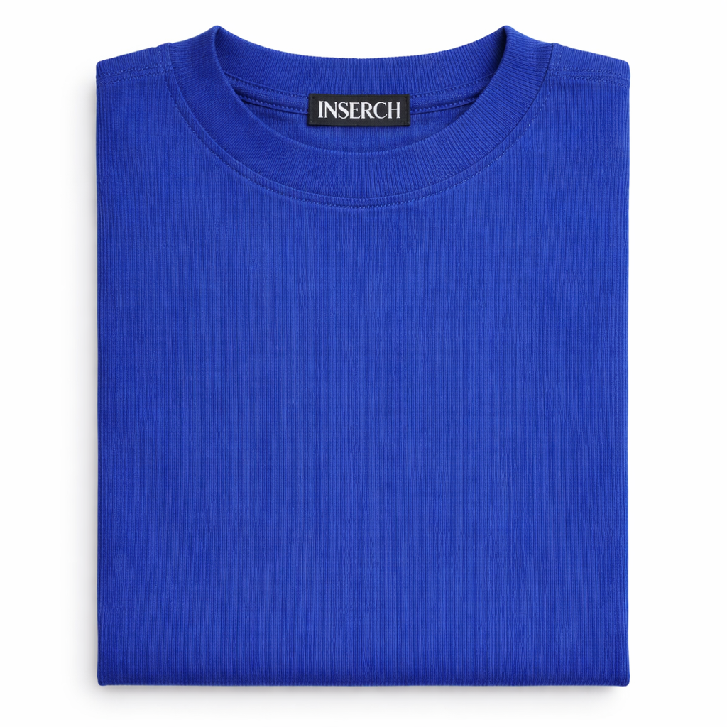 Inserch Men’s Short Sleeve Mock Neck Sweater - Estate Blue