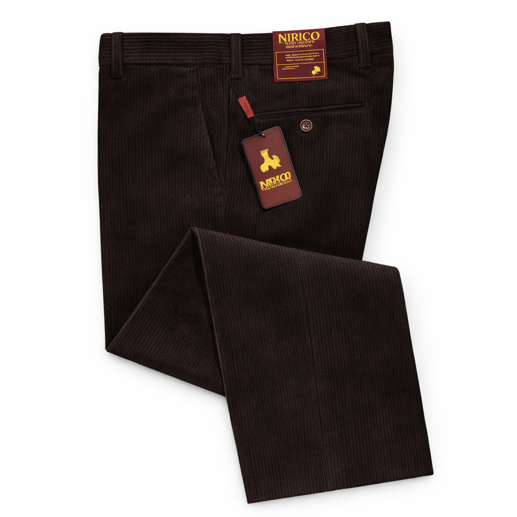 Inserch Men’s 100% Cotton Flat Front Corduroy Pants Brown P3103