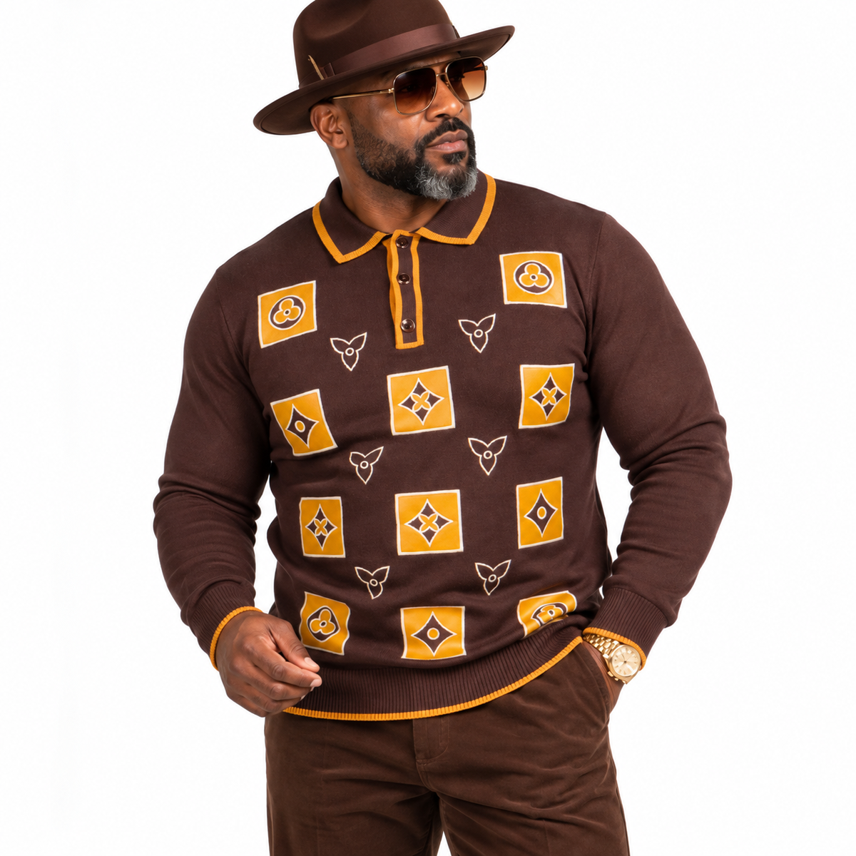 Prestige "Lankin" Polo Sweater (Brown) 569