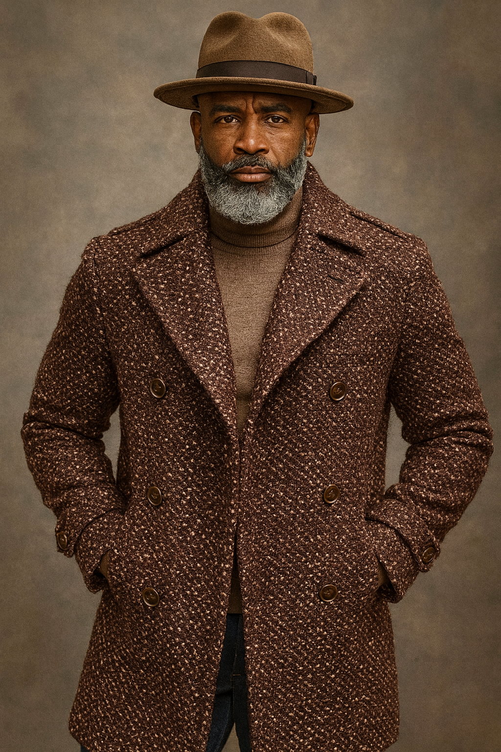 Cigar "Chestnut" 3/4 Length Graphic DB Peacoat