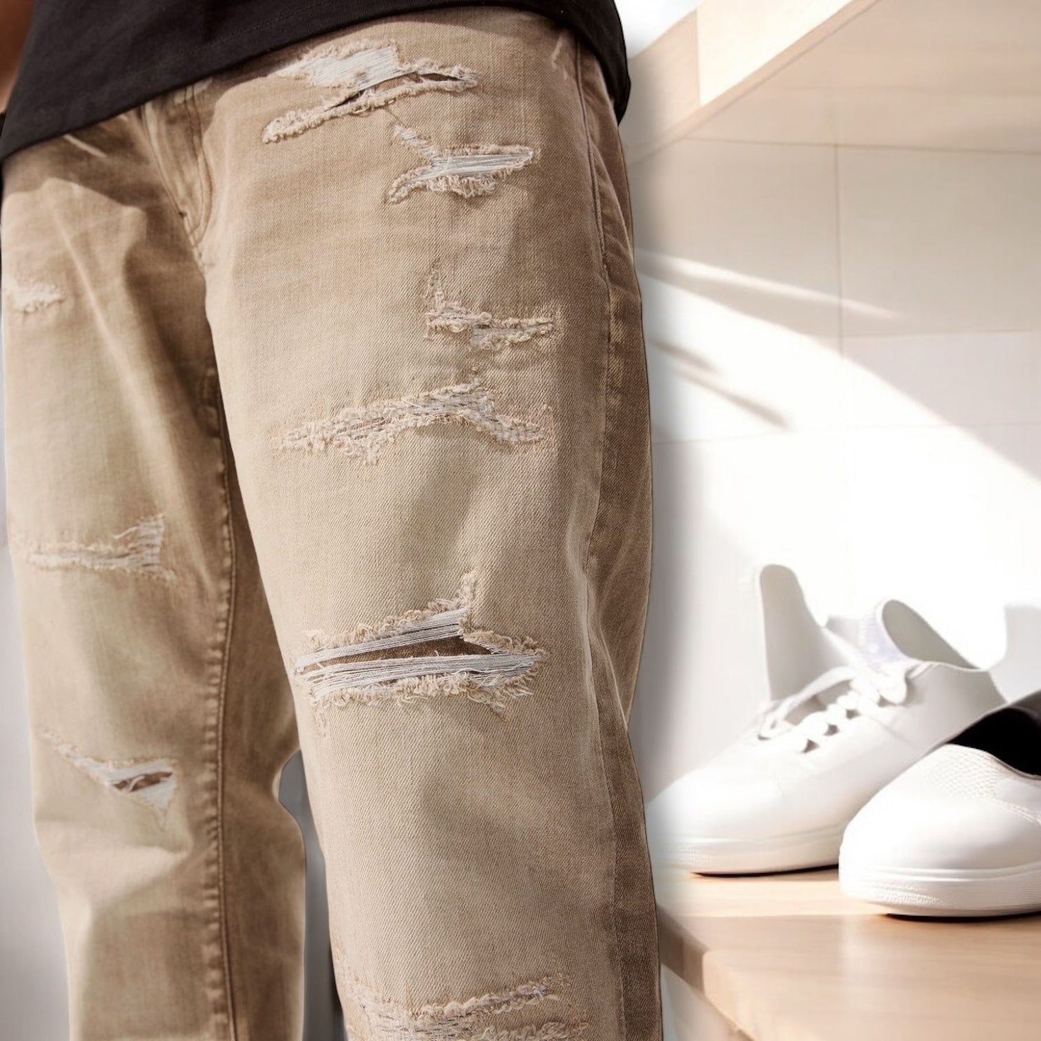 Jordan Craig Collins Straight Fit Super Stretch Denim Jeans Men's – Cappuccino JC22283