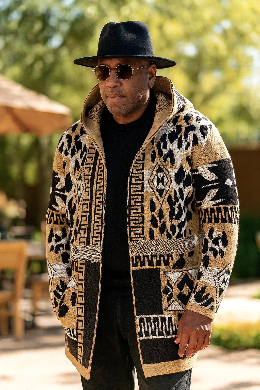 OIM "Leapord" Cardigan 3/4 Length Sweater Jacket (Wheat)