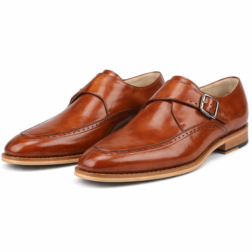 Giovanni Amato Men’s Genuine Leather Monk Strap Dress Shoe - Tan