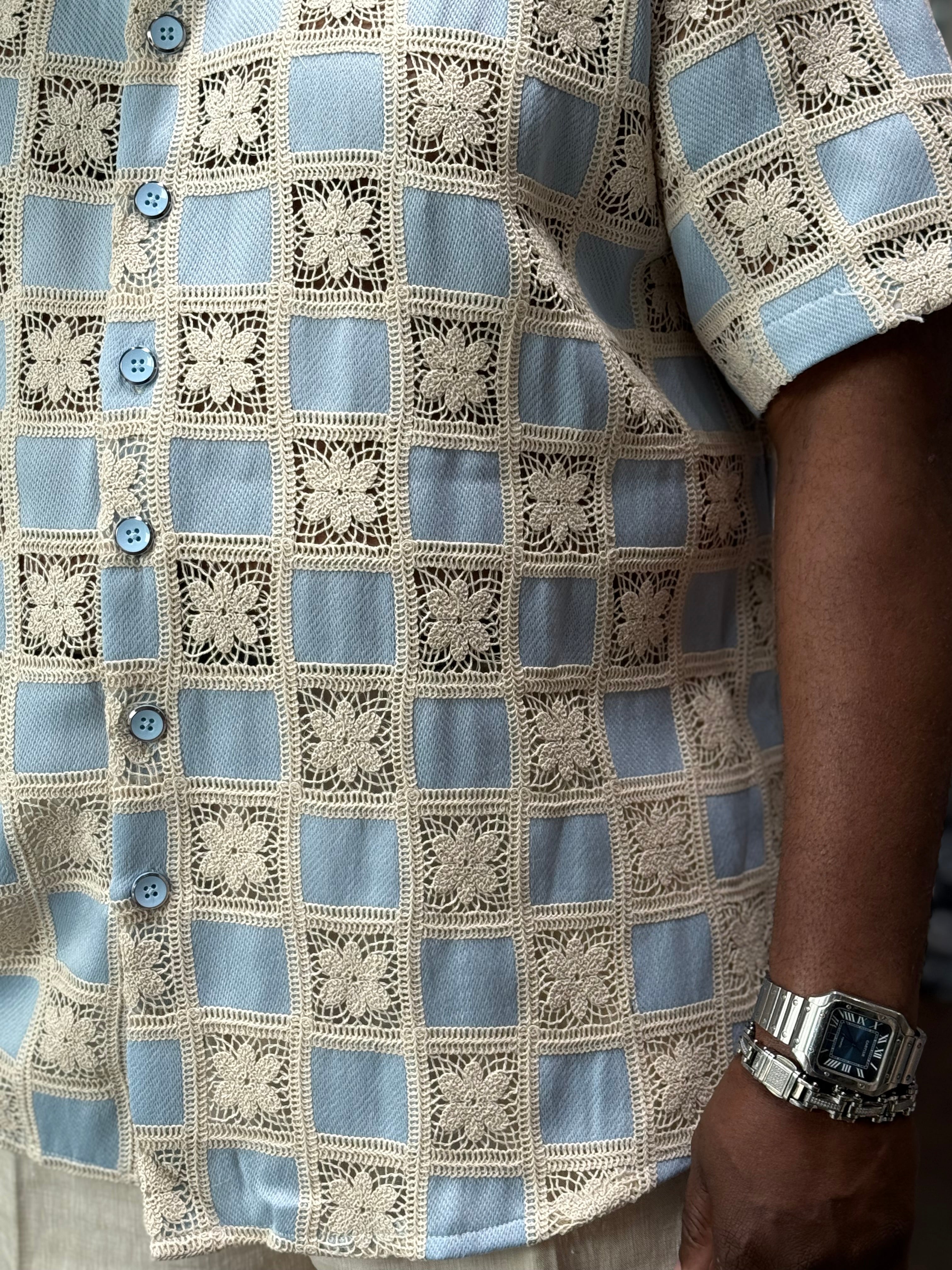 Lanzino "Luxe" Short Sleeve Shirt (Sky) 119