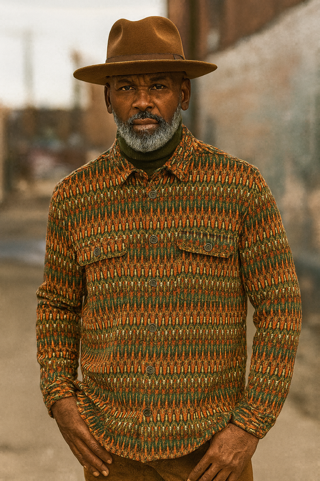 Lanzino Shirt Jacket (Rust/Green/Brown)